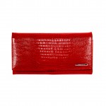 Дамско портмоне ENZO NORI модел CLASSIQUE естествена кожа червен лазер